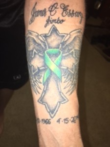 Donnie Speers' tattoo, honoring his donor, James. C. Essary
